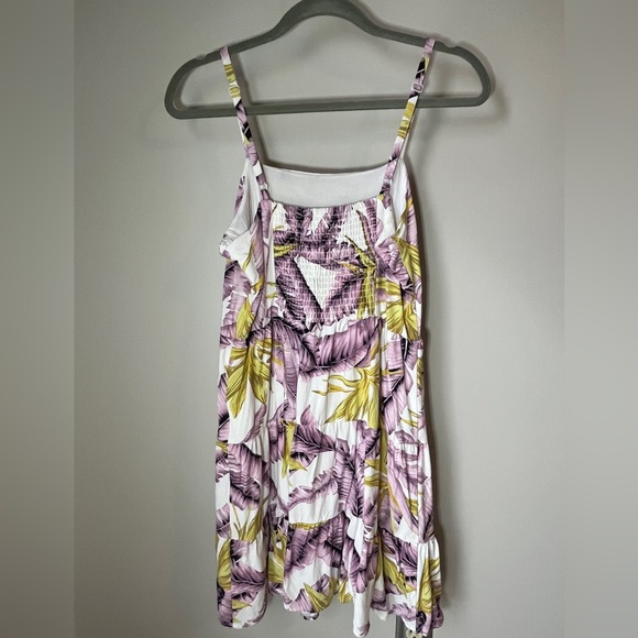 LOFT Paradise Tiered Dress White Tropical Palm Leaf Print | Size 6 | Never Worn - Picture 4 of 10